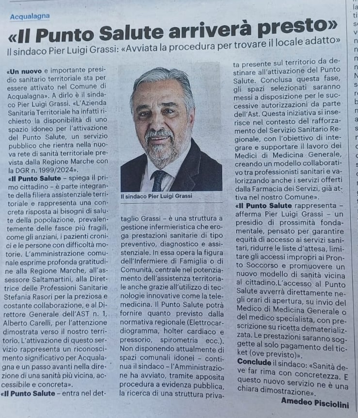 Articolo Punto Salute Acqualagna